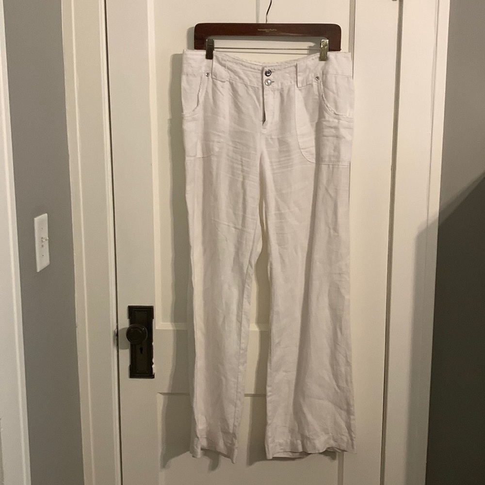 International Concepts white linen pants